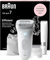 Braun Silk-épil 7, Epilierer Damen / Haarentferner für langanhaltende Haarentfernung, Mini-Rasierer für den Körper,Ladyshaver, Rasieraufsatz und Trimmeraufsatz, 7-441, Weiß/Silber