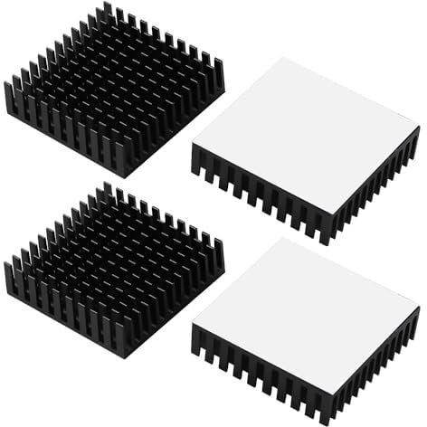 VooGenzek 4 PCS Aluminum Heatsink Cooling Fin, with Heat-conducting, Circuit Board Cooling Fin, with Thermal Conductive Adhesive Tape, for Electronic Components, 40*40*11 mm, Black