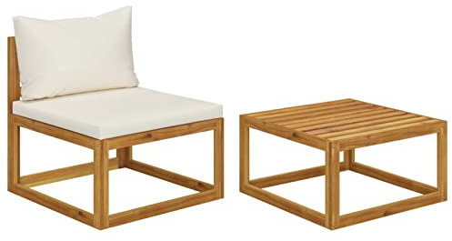 Rantry 2-TLG. Garten-Sofagarnitur mit Auflage Massivholz Akazie Gartenmöbel Set Sofa Couch Lounge Gartensofa Gartenmöbel Sitzgruppe Gartengarnitur Möbel Sitzgarnitur Garten Terrasse