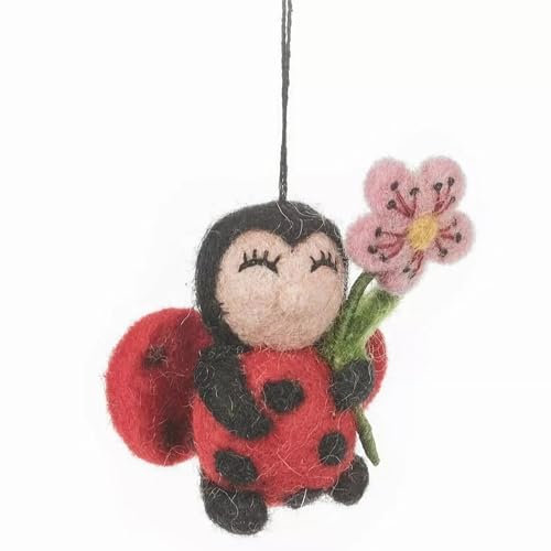 POMMERNTRAUM ® | Glückskäfer Marienkäfer Maikäfer mit Blume Filzkäfer Filzfigur Filzkunstwerk Filzdekoration Dekofigur Dekorationsfigur FRIDOLIN (Fridolin)