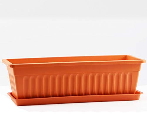 Blumenregal, rechteckiger Blumentopf aus Kunststoff + Tablett, Blumentopfständer, Gemüsepflanzkasten, Gartentopf, für den Innen- und Außenbereich, 6 Farben Blumenständer (Farbe: F, Größe: XL