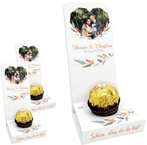 Aufsteller für Gastgeschenke personalisiert mit Wunschtext, Wunschnamen, Foto - Gastgeschenke Verpackung - Taufe, Kommunion, Hochzeit - Individuelle Schachteln - 20er SET (Blätter)
