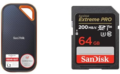 SanDisk Extreme PRO Portable SSD Externe SSD 1 TB & Extreme PRO SDXC UHS-I Speicherkarte 64 GB