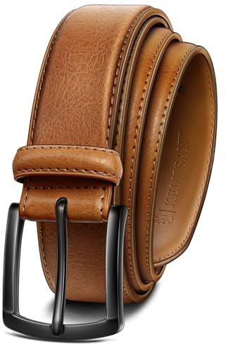 KEMISANT Ledergürtel Herren, Gürtel Herren Leder 35mm für Business und formelle Anlässe,Anzuggürtel Begleiter zu Männer Businessschuhe(Orangebraun,140cm/48-50 taille verstellbar)