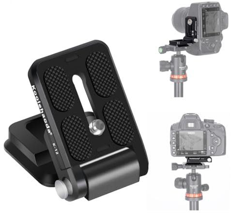 koolehaoda Placa de liberación rápida plegable en forma de L para cámara, soporte vertical horizontal con tornillo de 1/4 pulgadas de repuesto para cámara Canon Nikon Sony DSLR (K-12)