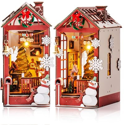 Rolife Book Nook Kit Maison Miniature à Construire DIY Maquette Adulte avec LED Lumières Décoration de Bibliothèque Christmas Street Booknook Puzzle 3D Bois Serre-Livres Diorama Idée Cadeau TGC07