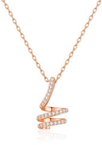 Philip Jones Rose Gold Plated Spiral Twist Necklace Created with Zircondia® Crystals