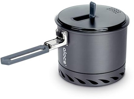Alocs 1,4 l Camping-Topf, leichtes Camping-Kochgeschirr mit Wärmetauscher, tragbares, langlebiges Camping-Essentials-Kochset für Rucksackreisen, Wandern, Reisen