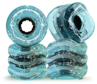 Shark Wheel 60 mm 78a Skateboard-Cruising-Räder, DNA-Formel, 4er-Set, (Transparent Blue/Gray mit Glitter, 60 mm)