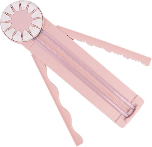 Papierschneider, 12-in-1 Papier Schneidemaschine, Kantenschneider für Papierarbeiten, Papierschneidegerät Tragbare, Multifunktionale Papierschneidemaschine für Bastelpapier, Scrapbook Postkarte (rosa)