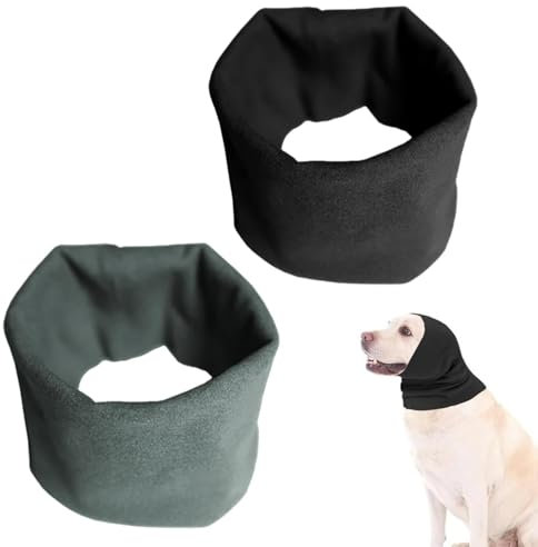 JJiaoLinin Cache-Oreilles pour Chien, Lot de 2 Cache-Oreilles Chauds pour Animaux de Compagnie, pour soulager l'anxiété, Protection Contre Le Bruit, Le Bain, Le toilettage, Taille M (Noir, Gris)