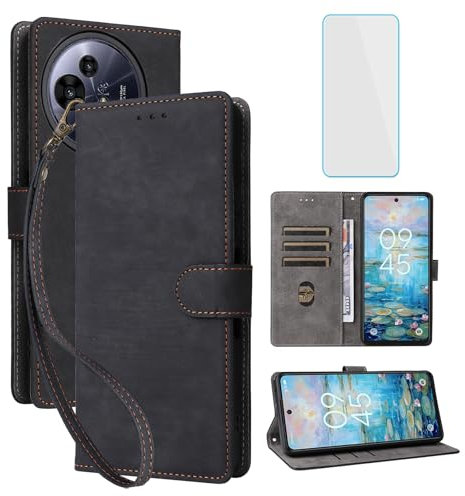 IUQXU Cover per TCL 50 Nxtpaper 5G Libro con Pellicola Vetro Temperato [Blocco RFID] Antiurto Slot Carte Supporto Flip Custodia in Pelle Portafoglio per TCL 50 Pro Nxtpaper TCL50 Nxtpaper 5G Nero