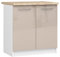 AKORD | Küchenschrank mit Arbeitsplatte - Oliwia S80 | Küchenunterschrank mit 2 Türen und 2 Einlegeböden | Unterschrank Küche 80 cm Breit | ABS-Kante 18 mm | 46 x 80 x 85 cm | Weiß & Cappuccino Glanz
