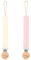 BebeBiu Schnullerkette, 2er-Pack Schnullerband aus Stoff, Extra Weich Stoffband mit Holzclip, Schnullerkette Junge, Schnullerkette Mädchen, Schnullerclip für Neugeborene (Cream/Blush)