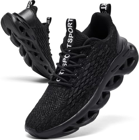 TIANZEBEN Herren Sportschuhe Turnschuhe Laufschuhe Schuhe Running Tennis Walkingschuhe Fitnessstudio Sneaker Freizeit Fashion Leichtgewichts Atmungsaktiv Schwarz 44