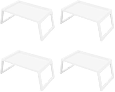 Frühstückstablett Bambus Bett-Tablett Serviertablett Betttisch mit klappbaren Beinen - auch als Lapdesk, Notebook-Tisch verwendbar, Tablett zum Frühstücken & Servieren, 22,5 x 64 x 31 cm (Weiß)