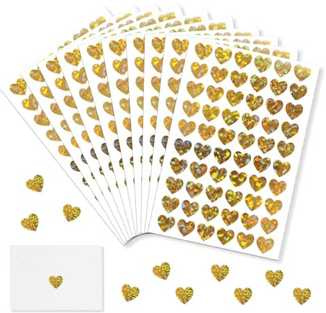 YZROHYI 1200 Stück,Aufkleber Herz Liebe,Glitzer Herzen Selbstklebend,Stickerbogen Herzen Sticker Gesicht,GäStebuch Sticker Scrapbooking Liebe,Sticker für HandyhüLle Herz,Sticker Liebe für fotoalbum
