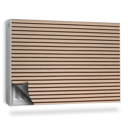Couverture Magnétique 90x60 cm Tapis Design pour Radiateurs Protège et Décore Facile à Installer Cache Radiateur Anti-poussière - Lamelles en Bois Naturel Clair, Niveau