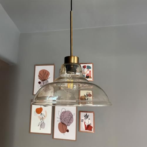 bamyum Vishi Pendelleuchte Vintage Glas, 27 cm Retro Hängelampe Esstich, Pendelleampe Kugel Glas, Küchenlampe Wohnzimmer E27, Glaslampe Hangend Esstich, Lampenschirm
