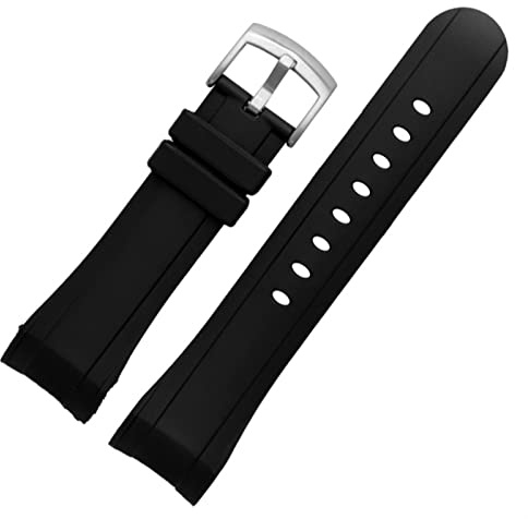 HYHJYMG 24 mm Uhrenarmband für Graham Uhren, Gummiarmband, Herren-Sportarmband, gebogenes Ende, blaues Fluorkautschuk-Uhrenarmband, 24 mm