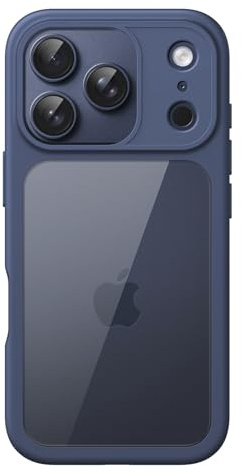JETech Hülle für iPhone 17 Pro, Dunkelblau | Einfarbig Matter TPU-Rahmen, Kratzfest, Handyhülle mit Transparenter Rückseite
