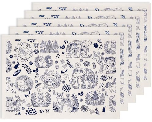 SUPERDANT 5PCS Scandinavian Animals Underglaze Transfers for Pottery Rabbit Elephant Transfer Stickers Ceramic Decals Ceramic Underglaze Transfers for Pottery Overglaze Enamel Decal Waterslide Decal