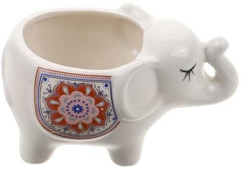UPKOCH Ceramic Succulents Elephant Plant Pot for Outdoor Garden Decorative Smiling Plant Pot with Cute Design and Sturdy Craftsmanship, Cute Planter for Succulents and Desk Display