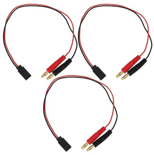 EMSea 3 Stück 2 X 4 Mm Bananenstecker auf JR 3-poligen Servo-Stecker Adapterkabel 30 cm Kompatibel mit Dem Ausgang der Meisten Ladegeräte