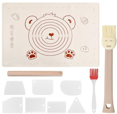 Silikonmatte Backen Große, Rutschfeste Teigmatte 70×50 cm Silikonmatte, Wiederverwendbar mit Messung Ausrollmatte, Antihafte Backmatte mit Teigschneider für Plätzchen, Pizza Teig