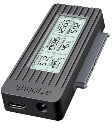 FUANA USB 3.1 auf SATA Adapter für 2,5 und 3,5 Zoll HDD SSD, 5 Gbit/s externer Konverter mit Gehäuse aus Aluminiumlegierung, für Windows- und Mac-Kopfhörerkabel