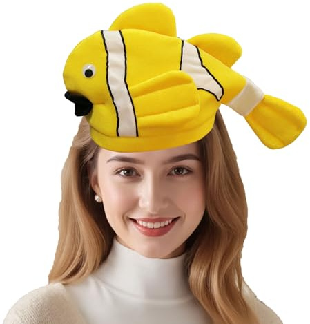 Hooin Yellow Tropical Fish Hat - Fun Costume Hat, Ocean Theme Fancy Dress Party Headwear