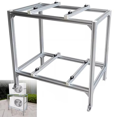 Support Climatiseur Exterieur Au Sol a 2 Niveaux, Support Universel pour Climatiseur Split, Hauteur Réglable, pour Unités de 8000 a 24000 BTU, Capacité de Charge 250 Kg(100x45x100cm/39x18x39in)