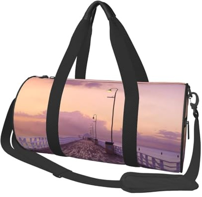 The Mumbai Filmcity Touren Print Round Duffel Bag Canvas Overnight Travel Tote Bag Waterproof and Tear-resistant Foldable Weekend Travel Bag