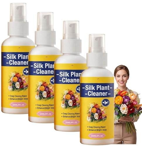 Artificial Flower & Plant Leaf Cleaner and Shine No Water Required, Silk Flower Dusting Spray for Indoor Plants, Restores Clean Bright Look on Faux Floral Decor, Quick-Drying and Streak-Free (4pcs)
