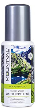 Mountval Repelente al Agua para Suelas y cueros, impermeabilizante de Alto Rendimiento para Zapatos de Trekking de Cuero de Grano Suave, con aplicador de Esponja