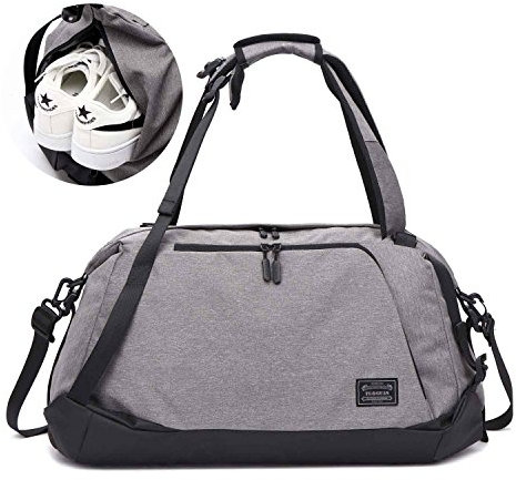 Neuleben 3in1 Sporttasche mit Schuhfach Nassfach/Rucksackfunktion/Reisetasche/Weekender Tasche/Wasserfest Groß/Damen Herren für Sport Reise (Grau)