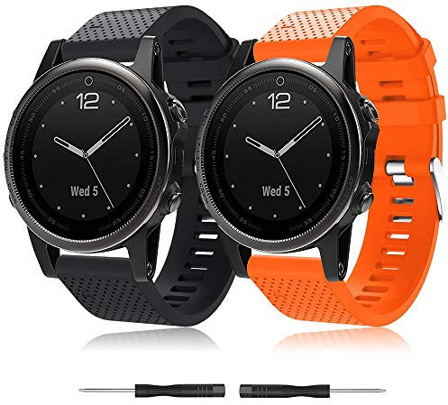 TOPsic Fenix 5S Cinturino, Braccialetto Morbido di Ricambio in Silicone per Smartwatch GPS Garmin Fenix 5S/ Fenix 5S Plus（Not Fit Fenix 5 5X） (Grigio-a)
