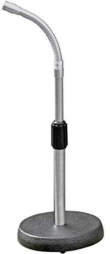 Desk Microphone Stand – Detachable Gooseneck Arm & Round Black Foot Base – Mini Adjustable Height Clip Short Mic Holder – Snare Portable Boom Mount – Presentations. Call centre, Schools