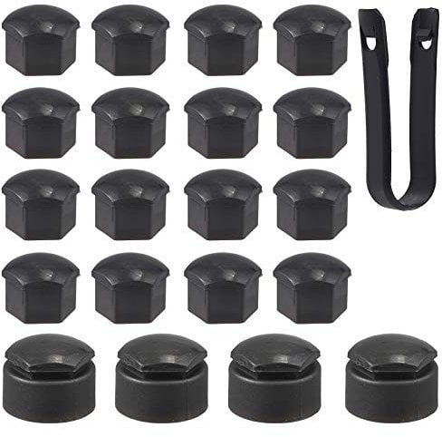 AUTOUTLET 20x Universal Radschrauben Radmuttern 17mm Schrauben Chrom Kappen 16 Standardkappen + 4 Verriegelungskappen, mit Demontagewerkzeug(grau)