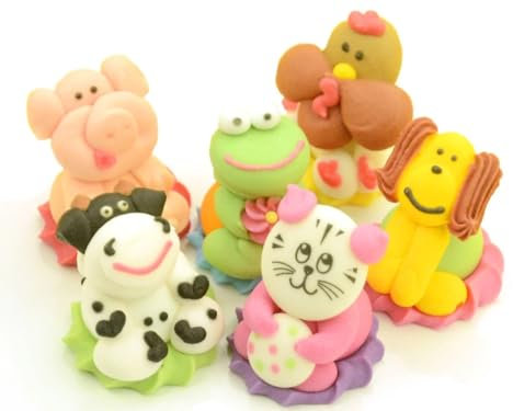 Farm Tiere sitzend Zucker, 6 Stück