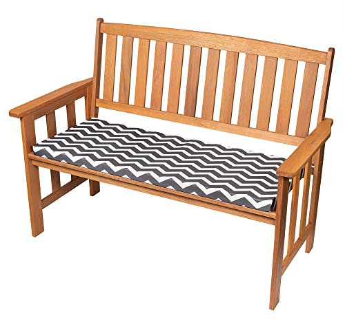 SOFTILLO Waterproof Garden Bench Outdoor Pad 108x45x4cm | Patio Furniture 2 Seater Cushion | Water Resistant Material | Chaise Swing Chair Cushion |Indoors Seat Pads | Zig Zag Graphite