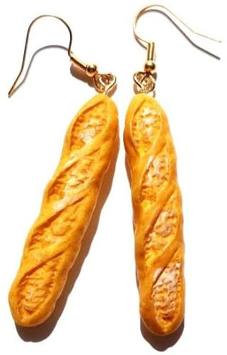 LINOC Ohrring für Frauen aus Harz, Tropfen , niedlich, Mädchen, Ohrhänger, lustiges Brot, Baguette, Kekse, Geschenk, handgefertigt