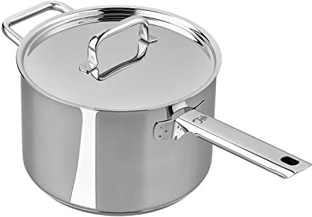 Tala Performance Stainless Steel 20cm Dia Deep Saucepan with Helper Handle and Stainless Steel lid. Made in Portugal, with, Suitable for All hob Types Including Induction, 10A14361