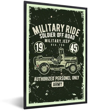 MuchoWow Poster Bilder Wanddeko Deko Wohnzimmer 80x120 cm Mancave - Auto - Jeep - Retro