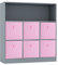 URBNLIVING Wooden Wide 7 Cubed Cupboard Bookcase Storage Units Shelves 6 Drawers Baskets (Light Pink Drawer, Grey Bookcase)