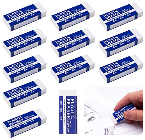 12 Stück normaler Radiergummi, weicher 2B Radiergummi, Mini-Radiergummi, Bleistift-Radiergummi für Schule, Büro, Skizzenraum, Kunstzeichnung (weiß)