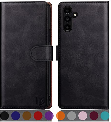 SUANPOT for Samsung Galaxy A14 5G case with [Credit Card Holder][RFID Blocking],PU Leather Flip Book Protective Cover Women Men for Samsung A14 Phone case Black