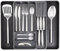 nuovva Cutlery Drawer Organiser – Adjustable Utensil Tray for Drawers – Expandable Cutlery Set Holder – Compact Drawer Divider for Knives, Forks and Spoons – Black & Grey