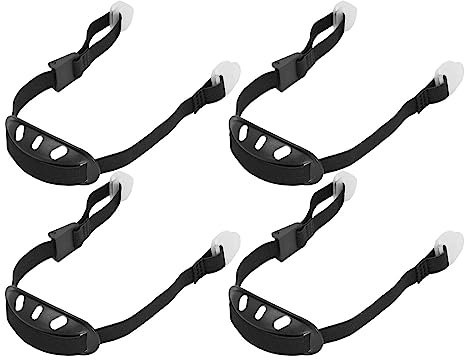 4er Pack Universal Hard Hat Kinnriemen Helm Kinnriemen mit schwarzem Gummiband und Kinnschale Mehrpunktverstellung Schwarz