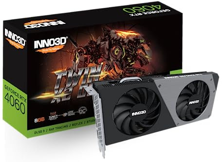 INNO3D Geforce RTX 4060 Twin X2 Oc 8 GB Gddr6-128-Bit Pci-E 4.0 X8 Gaming Grafikkarte -N40602-08D6X-173051N, pci_e_x4